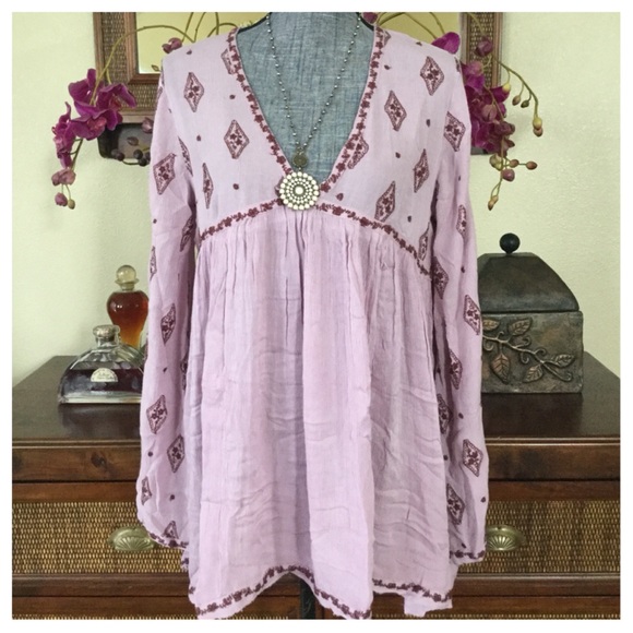 Free People Diamond Embroidered Tunic Top.  NWT. - Picture 4 of 7